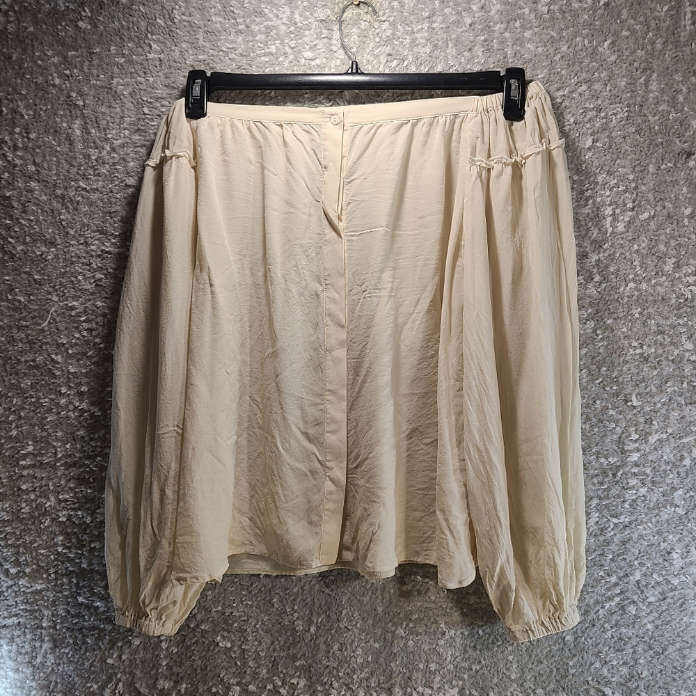 Gold Hawk Womens Semi-Sheer Blouse Of The Shoulder S Ballon Sleeves Button Up